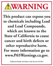 CALIFORNIA P65 LEAD WARNING