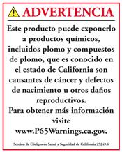 CALIFORNIA P65 LEAD WARNING SPANISH