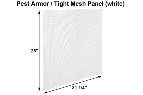 Pest Armor tight mesh panel white with dimensions
