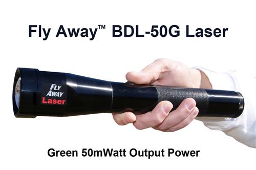 50 mWatt FLY AWAY LASER IN HAND WITH TEXT