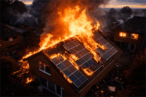 rooftop on fire